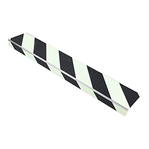 Treppenkantenprofil "Thin Line" 100 mm, Antirutschbeschichtung R13 (10 cm x 80 cm, nachleuchtend/schwarz)