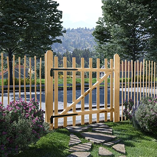 Tidyard Gartentor Zauntor Einflügelig Haselnussholz Gartentür Zauntür Pforte Holztor 100 x 100 cm für Garten Zugang oder Terrasse