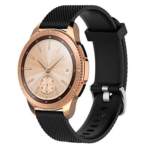 Ersatz-Armband für Samsung Galaxy Watch (42 mm) Bänder, 20 mm Galaxy-Uhrenarmband, Silikon, Ersatzarmband für Samsung Galaxy Watch SM-R810 Smart Watch, Large, schwarz