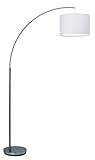 BRILLIANT Lampe Clarie Bogenstandleuchte 1,8m eisen/weiß | 1x A60, E27, 60W, geeignet für Normallampen (nicht enthalten) | Skala A++ bis E | Mit Fußschalter