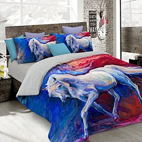 Sogni D'autore Italian Bed Linen Bettbezug, Doppelte, 100% Baumwolle, Multicolor SD13, DOPPEL