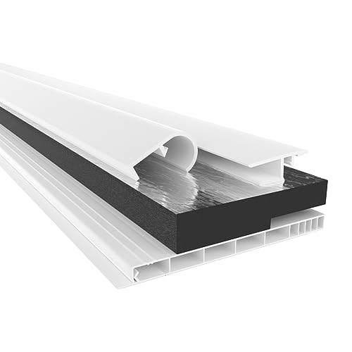 HEXIM PVC Rollladenkastendeckel Komplettset, Rollladenkastendeckel, Aufnahmeprofil & Rollladentraverse, Länge: 1000-2000mm, Breite: 120-320mm, Revisionsklappe Rolllladen (120mm x 1,4 Meter)