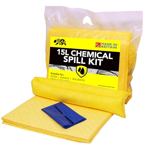 15 l Verschüttungsset (Chemie 15 l), Gelb für verschüttete Flüssigkeiten mit Chemikalien, Aggressive Säuren und Laugen