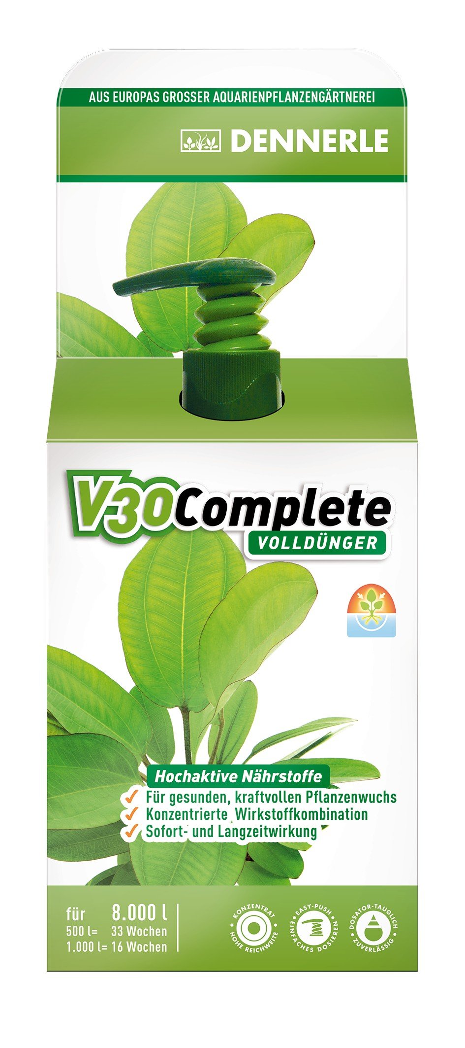 Dennerle V30 Complete, Volldünger für Aquarienpflanzen 4459 - Wasserpflanzen Dünger für Süßwasser Aquarien, 250 ml