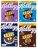 Testpaket Kellogg's Krave Cerealien Weizen-, Hafer- und Reisbündel mit Milchschokoladenfüllung 4x 410g