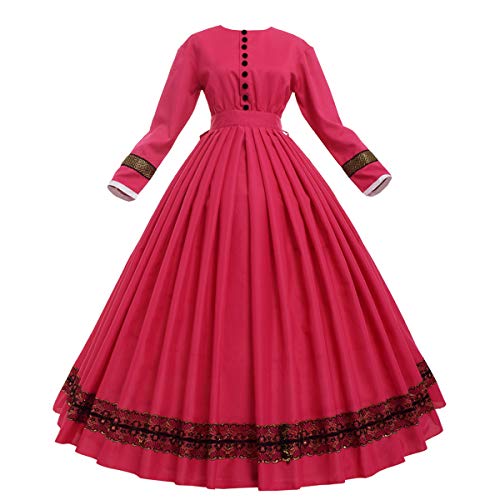 GRACEART Damen 1860s Viktorianisches Kleid Rokoko Party Kostüm (Rose rot, L)