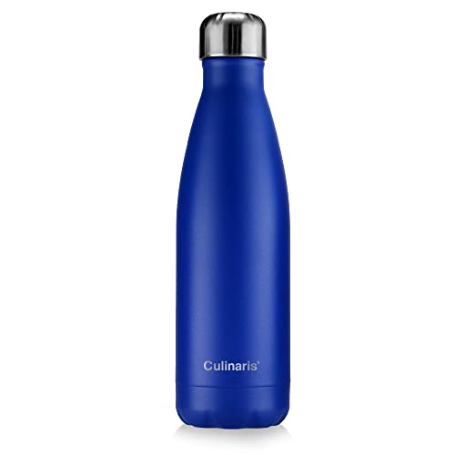 Culinaris - Edelstahl Isolierflasche, Trinkflasche, Thermoflasche, Auslaufsichere Wasserflasche - BPA Frei - Hält 24 Std. kalt & 12 Std. heiß (500 ml, Blau)
