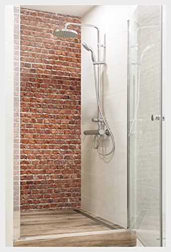 mySPOTTI Fresh - Selbstklebende Duschrückwand zum Aufkleben aus hochwertigem Material. Einfache Montage (100 x 210 cm, Brickwall)