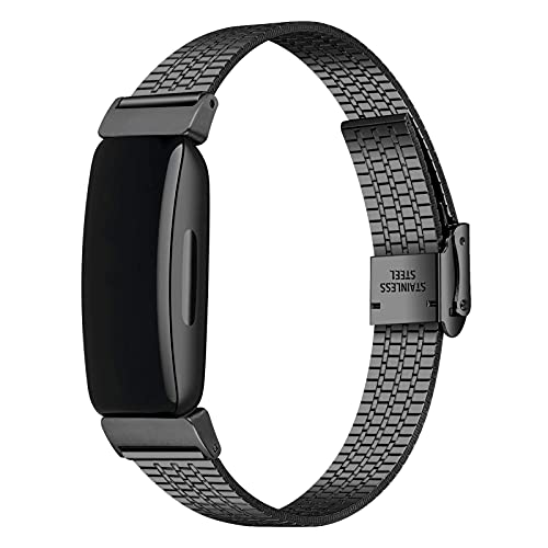 N / B EdelstahlbäNder Kompatibel Mit Fitbit Inspire 2 Ersatz MetallbäNder Armband Damen Herren Verstellbare MetallbäNder Armband