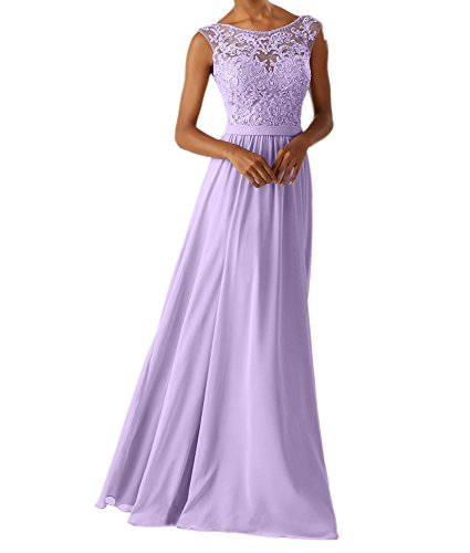 Charmant Damen Lilac Chiffon Hundkragen Abendkleider Partykleider Promkleider Brautjungfernkleider Lang-46 Lilac