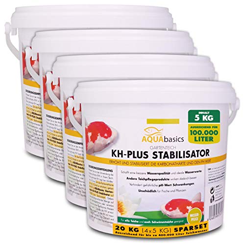 AQUAbasics Gartenteich KH-Plus Stabilisator sichert stabile und lebensnotwendige Wasserwerte im Teich - Stabile Karbonathärte sichert auch den pH-Wert, Größe:20 kg