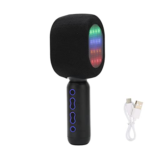 Drahtloses Mikrofon, Bluetooth-Karaoke-Mikrofon HiFi Dual-Lautsprecher Tragbares Handheld-Bluetooth 5.0-Mikrofon mit Kühlem Licht und 5 Sprachwechseleffekten für Heim-Karaoke
