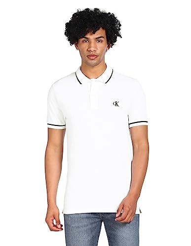 Calvin Klein Jeans Herren Tipping Slim Polo Hemd, Bright White, XXL