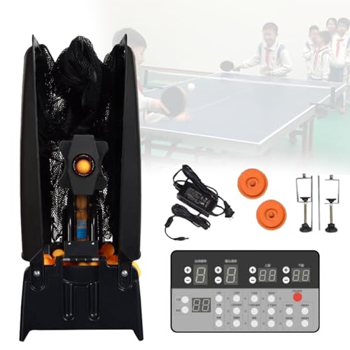 DOZPAL 50-W-Tischtennisroboter, tragbare automatische Tischtennismaschine, Ping-Pong-Balltrainer-Ausrüstung mit Kabelfernbedienung und Ballsammelnetz
