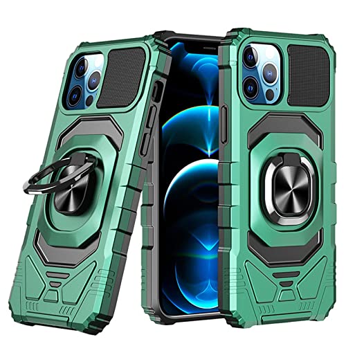 KVIBEO Schutzhülle für iPhone 14/14 Pro/14 Pro Max/14 Plus, militärische Qualität, Schutzhülle mit 360°-Magnetring-Ständer für Auto, strapazierfähig, stoßfest, kratzfest, Grün, 35,6 cm (6,7 Zoll)