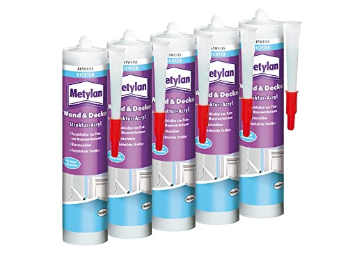 Metylan Wand und Decke Struktur-Acryl, dehnfäige Dichtmasse für Anschlussfugen, 5x300 ml
