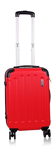 Koffer & Reisekoffer mit 4 Doppelrollen & Teleskopstange und TSA Schloß - Hartschalenkoffer:49x35x23(Red, S)