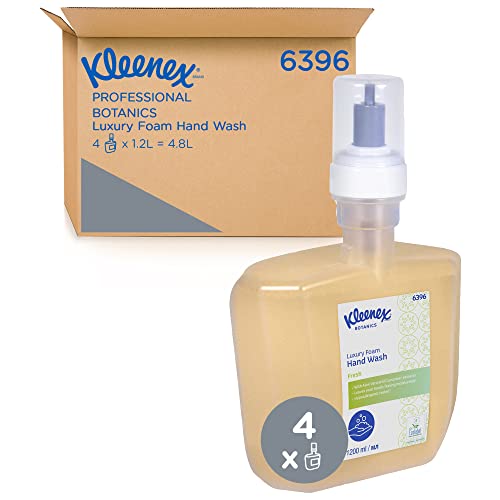 Kleenex Botanics Fresh Luxus- Schaumhandseife 6396 – Parfümierte Schaumhandseife – 4 x 1,2-Liter-Nachfüllpackungen mit farblosem Handreinigungsmittel (insg. 4,8 Liter)