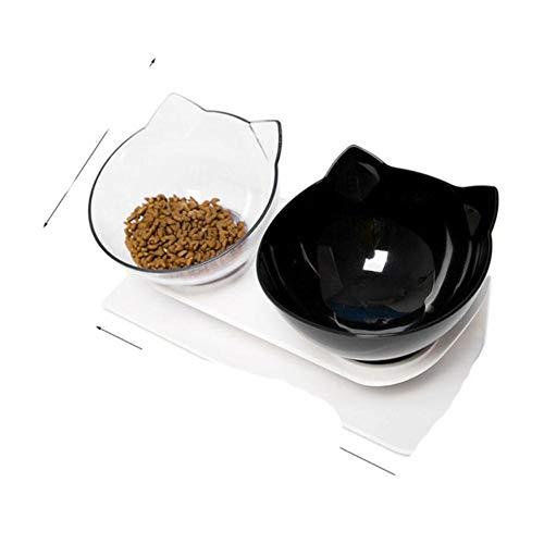 rutschfeste Katzenschalen Double Bowl Pet Dog Bowl Erhöhter Stand Transparente Futternapf mit Schutz Cervical Transparent Cat Bowls-C, USA