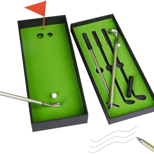 AEKSCE Mini-Golfball-Stift-Set, Mini-Desktop-Golfball-Geschenk, Golfschläger-Stift, einzigartige Weihnachtsdekoration, lustiges Geburtstagsgeschenk for Golfliebhaber, Vater, Chef, Kollegen, Freund