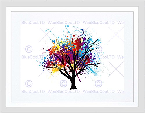 Wee Blue Coo Gemälde Illustration, abstrakt, bunter Baum