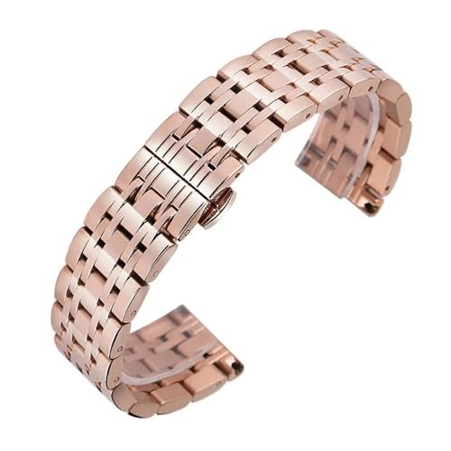 BOLEXA Metall Uhrenarmbänder Armband Frauen 20mm Uhrenarmband Mode Silber Edelstahl Luxus 22mm Uhrenarmband (Color : Rose gold, Size : 22mm)