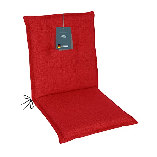 LILENO HOME Gartenstuhl Auflagen als [1er Set - Niedriglehner] in Rot - Bequeme Liegen als Sitzauflagen für Gartenmöbel - Stuhlkissen für Gartenstühle und Klappstühle