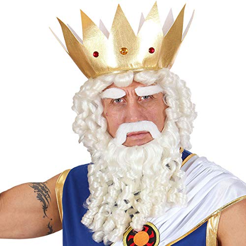 Amakando Außergewöhnliche Herren-Perücke Götter-König Zeus/Weiß/Wassermann Kostüm-Accessoire für Erwachsene/Wie geschaffen zu Fasching & Kostümfest