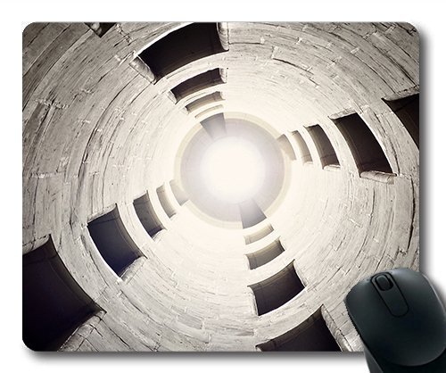 (Precision Lock Edge Mouse Pad) Silo Light Tall Round Concrete Abstract Gray Gaming Mouse Pad Mouse Mat for Mac or Computer