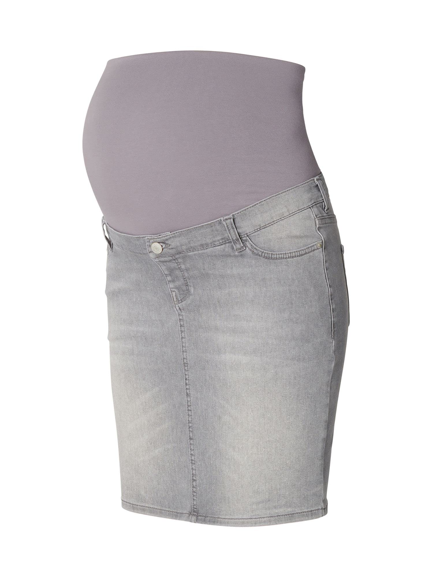 ESPRIT Damen Skirt Denim Over The Belly mid Rock, Grau-920, 34