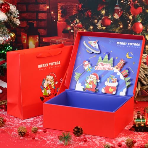 Dreidimensionale Weihnachts-Geschenk-Box, kreative Cartoon-Geschenkbox mit Geschenk, Weihnachtsverpackung, leere Box für Feiertagsfeiern (4,32 x 27 x 11 cm)