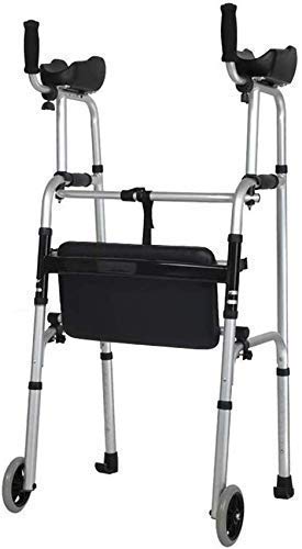 Rollstuhlverstellbarer Gehhilfe für Menschen mit Behinderungen, die den älteren Standardgehhilfen-Klapprollstuhl-Handlauf 2 Räder + Sitz + Tasche-Gehhilfen verwenden, ältere