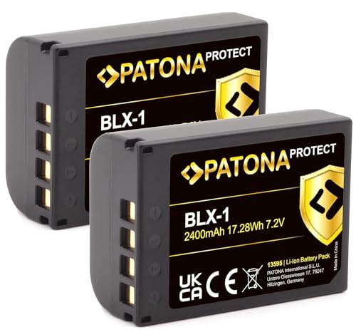 PATONA V1 Protect BLX-1 Akku 2X (2250mAh) mit NTC-Sensor und V1 Gehäuse - Kompatibel mit Olympus OM-1