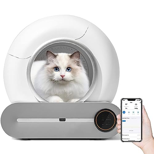 Selbstreinigende Katzentoilette mit App, Geruchsfrei Katzenklo, Geruchsbeseitigung, Sensoren automatische Reinigung, automatische selbstreinigende Katzenklo