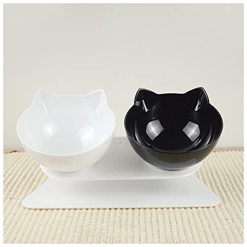 Futternapf Katze Katze Double Bowl Cat Bowl Hundeschüssel rutschfeste Lebensmittelschüssel mit angehobener Ständer Katze Fütterung & Bewässerungsbedarf Hundezufuhr Haustierbedarf Geneigter futternapf