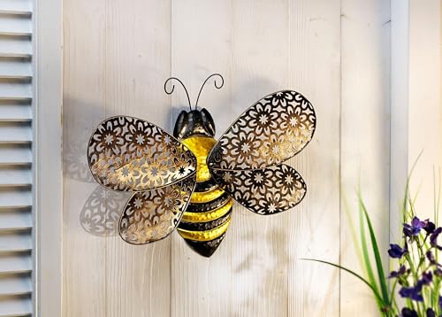 Weltbild Wanddeko Biene 43cm Kunstvoll Gestaltete Metall Wanddeko für Innen & Außen Goldene Wanddeko im Landhausstil