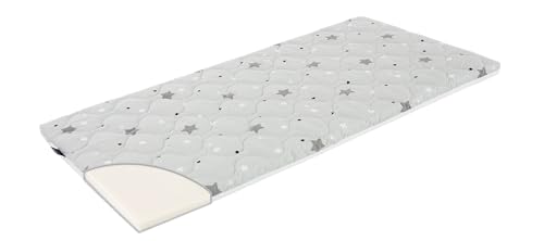 Träumeland Reisebettmatratze Exclusiv 60x120 cm | Babymatratze rollbar mit Tragetasche, Design:Sterne grau