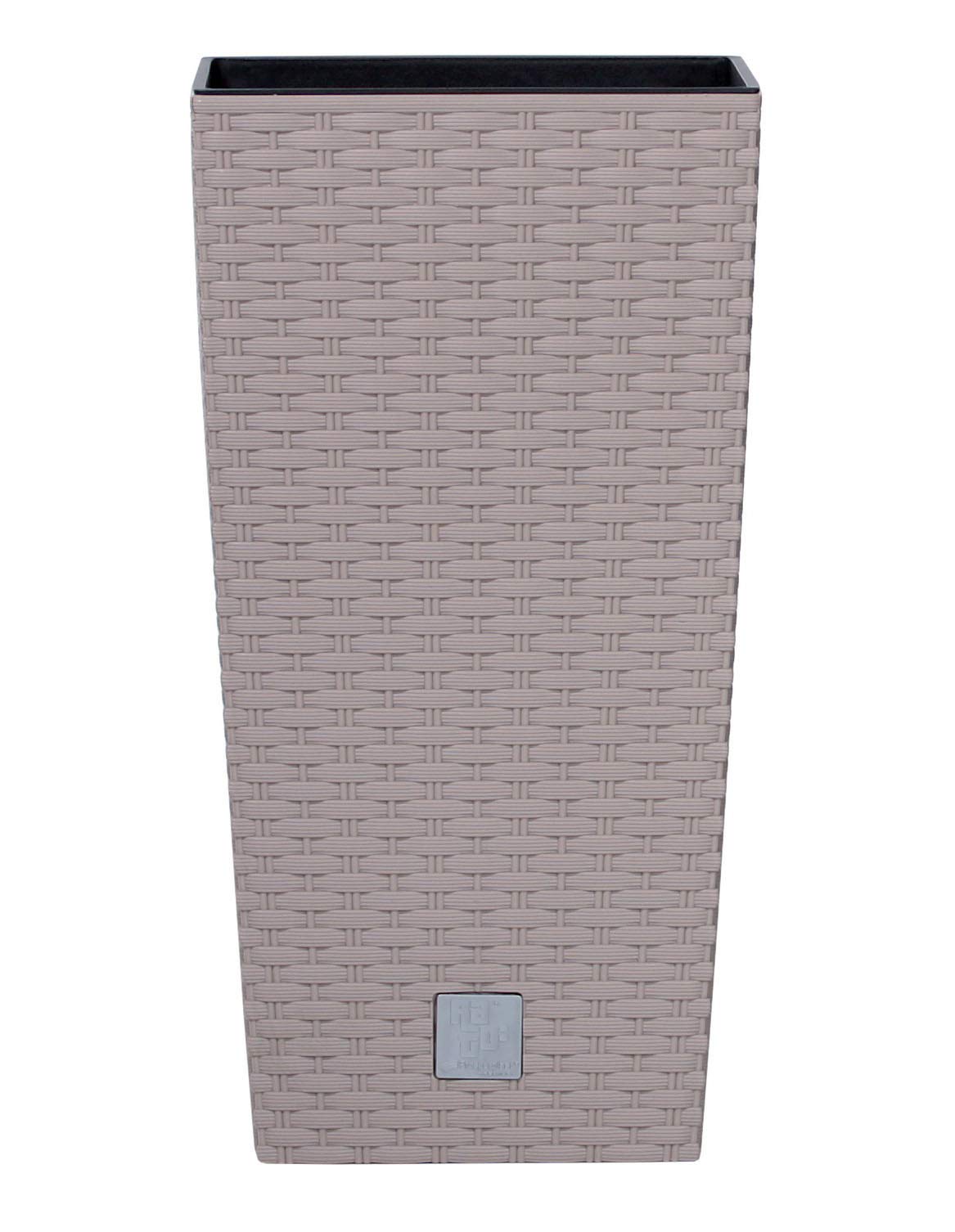 Prosperplast Blumentopf Rato Square (Rattanoptik, herausnehmbarer Einsatz, 32,5x32,5x61 cm, 49 l, mocca) DRTS325-7529U