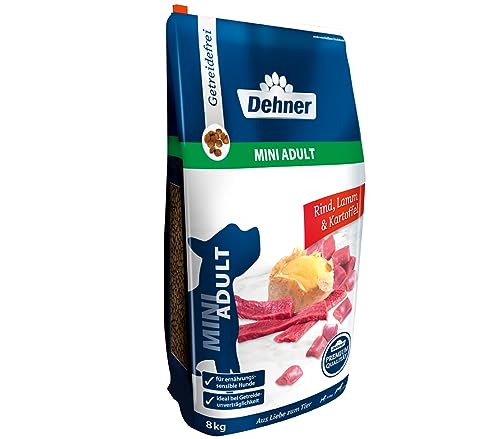 Dehner Premium Hundetrockenfutter Mini Adult, Rind und Lamm mit Kartoffel, 8 kg