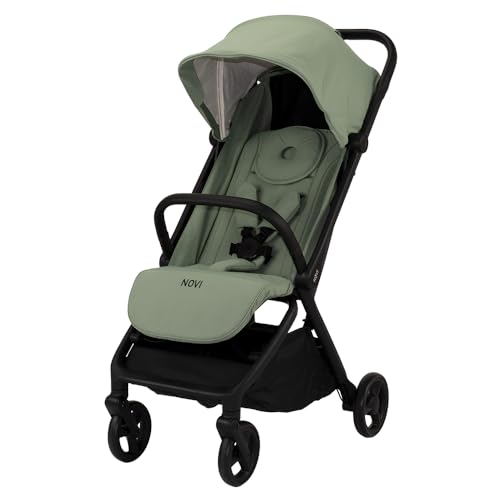 Novi Baby® Sunny Smart Buggy - Limited Edition, von Geburt bis 22 kg, Zusammenklappen mit einer Hand, Liegeposition, großes Verdeck mit Fenster, Räder gedämpft, geräumige Sitz (Grün)