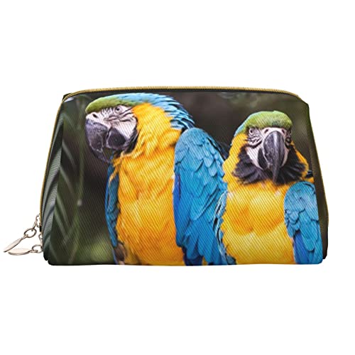 Papageien-Make-up-Tasche, große Kapazität, Reise-Kosmetiktasche, PU-Leder, Make-up-Organizer-Tasche für Frauen, weiß, Einheitsgröße