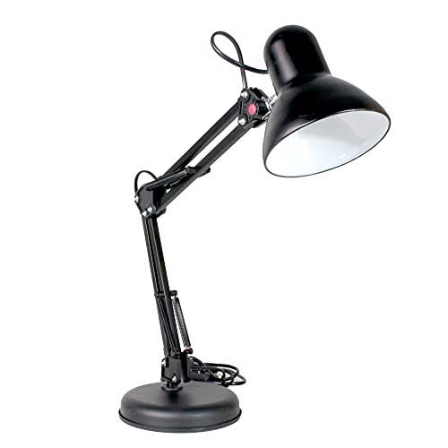 Wonderlamp - Schwarze Flexo Avati, Schreibtischlampe im Retro-Vintage-Stil, Körper und Kopf, Glühbirne 1 x E27