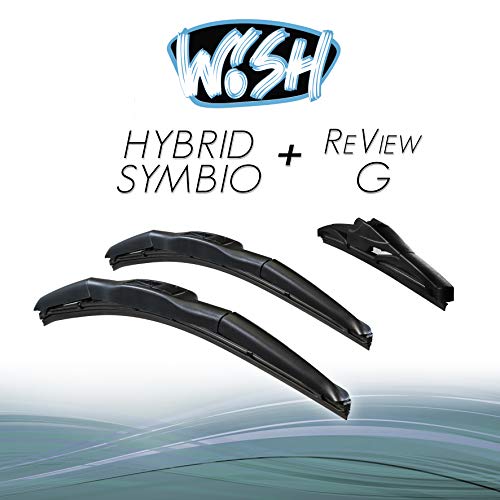Wish® Hybrid Symbio Satz Front + Heck Scheibenwischer Länge: 22" 550mm / 21" 530mm / 12" 300mm Wischblätter Vorne und Hinten Hybrid-Scheibenwischer + Review G HS22.21.12RG