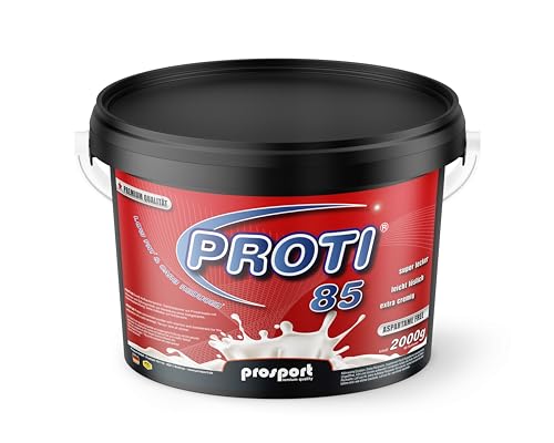 Prosport - Proti 85 Proteinshake - Eiweisspulver - 2000g Eimer - Cocos-Exotic - extra cremig - 4 Komponenten Protein-Mix - mit 10 Vitaminen - BCAAs - EAAs - 66 Portionen - Made in Germany