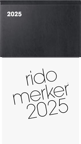 rido/idé Vormerkbuch Modell Merker (2025), 1 Seite = 1 Tag, 108 × 201 mm, 736 Seiten, Kunststoff-Einband, schwarz