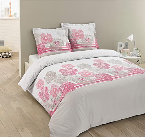 Vision - Bettwäsche Bettbezug FLO – Bettbezug 240 x 220 cm mit 2 passenden Kissenbezügen 65 x 65 cm – 100 % Baumwolle