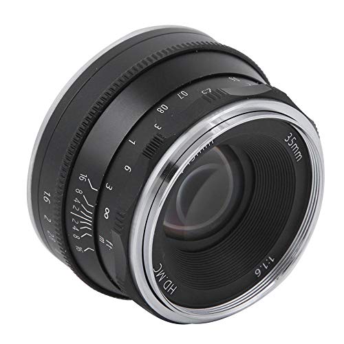 CC-Mil3516N Spiegelloses Kameraobjektiv, Metall 35 mm F1.6 Manuelle Fokusblenden-Beschichtungsfolie Z-Mount-Objektiv für Nikon Z6 Z7 Z50(Schwarz)