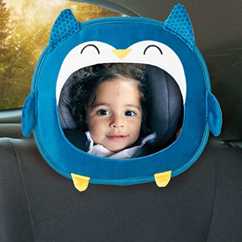 Diono Easy View™ Owl Character Baby Car Mirror, Safety Car Seat Mirror for Rear facing Infant, Fully Adjustable, Wide Crystal Clear View, Shatterproof, Crash Tested