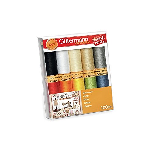 Gütermann Nähfaden-Set Baumwolle C Ne 50 Basic-Farben 100 m 10 Stück