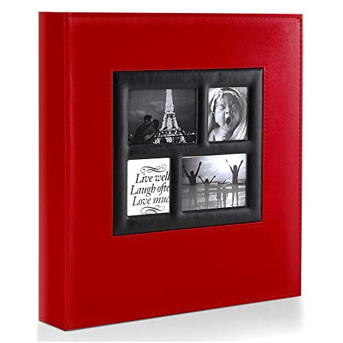 Ywlake Fotoalbum, 10 x 15 cm, 500 Taschen, extra großes Fassungsvermögen, Familienfotoalbum, für 500 horizontale und vertikale Fotos, Rot